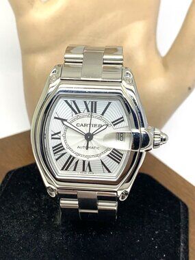 Cartier Roadster W62025V3 Mens Watch 2510 Swiss Automatic Silver Dial Steel 35mm